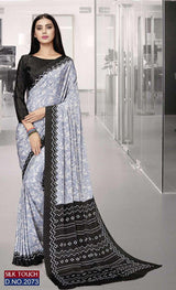 Bansi Uniform Silk Touch Crepe Fancy Print Saree with Printed Border – Office & Staff Uniform Wholesale-M.R. Saree Emporium