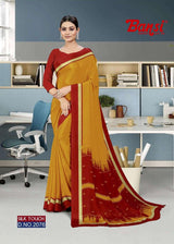 Bansi Uniform Silk Touch Crepe Fancy Print Saree with Printed Border – Office & Staff Uniform Wholesale-M.R. Saree Emporium