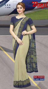 Bansi Uniform Silk Touch Crepe Fancy Print Saree with Printed Border – Office & Staff Uniform Wholesale-M.R. Saree Emporium