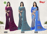 Bansi Uniform Simple Lady Reniyal Fancy Print Saree with Plain Border – Office & Staff Uniform Wholesale-M.R. Saree Emporium