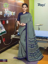 Bansi Uniform ISA Send Crepe Fancy Print Saree with Fancy Border – Office & Staff Uniform Wholesale-M.R. Saree Emporium