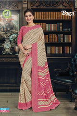 Bansi Uniform ISA Send Crepe Fancy Print Saree with Fancy Border – Office & Staff Uniform Wholesale-M.R. Saree Emporium