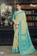 Bansi Uniform ISA Send Crepe Fancy Print Saree with Fancy Border – Office & Staff Uniform Wholesale-M.R. Saree Emporium