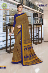 Bansi Uniform ISA Send Crepe Fancy Print Saree with Fancy Border – Office & Staff Uniform Wholesale-M.R. Saree Emporium