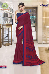 Bansi Uniform ISA Send Crepe Fancy Print Saree with Fancy Border – Office & Staff Uniform Wholesale-M.R. Saree Emporium