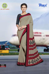 Bansi Uniform ISA Send Crepe Fancy Print Saree with Fancy Border – Office & Staff Uniform Wholesale-M.R. Saree Emporium