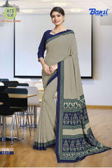 Bansi Uniform ISA Send Crepe Fancy Print Saree with Fancy Border – Office & Staff Uniform Wholesale-M.R. Saree Emporium