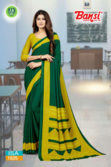 Bansi Uniform ISA Send Crepe Fancy Print Saree with Fancy Border – Office & Staff Uniform Wholesale-M.R. Saree Emporium