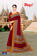 Bansi Uniform ISA Send Crepe Fancy Print Saree with Fancy Border – Office & Staff Uniform Wholesale-M.R. Saree Emporium