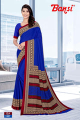 Bansi Uniform ISA Send Crepe Fancy Print Saree with Fancy Border – Office & Staff Uniform Wholesale-M.R. Saree Emporium