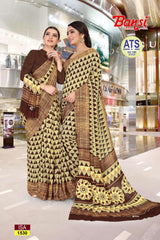 Bansi Uniform ISA Send Crepe Fancy Print Saree with Fancy Border – Office & Staff Uniform Wholesale-M.R. Saree Emporium