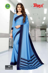 Bansi Uniform ISA Send Crepe Fancy Print Saree with Fancy Border – Office & Staff Uniform Wholesale-M.R. Saree Emporium