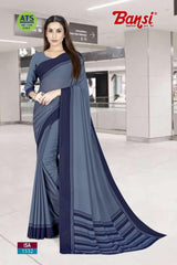 Bansi Uniform ISA Send Crepe Fancy Print Saree with Fancy Border – Office & Staff Uniform Wholesale-M.R. Saree Emporium