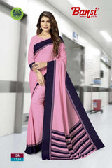 Bansi Uniform ISA Send Crepe Fancy Print Saree with Fancy Border – Office & Staff Uniform Wholesale-M.R. Saree Emporium