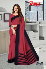 Bansi Uniform ISA Send Crepe Fancy Print Saree with Fancy Border – Office & Staff Uniform Wholesale-M.R. Saree Emporium