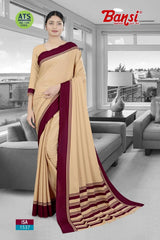 Bansi Uniform ISA Send Crepe Fancy Print Saree with Fancy Border – Office & Staff Uniform Wholesale-M.R. Saree Emporium