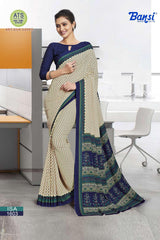 Bansi Uniform ISA Send Crepe Fancy Print Saree with Fancy Border – Office & Staff Uniform Wholesale-M.R. Saree Emporium