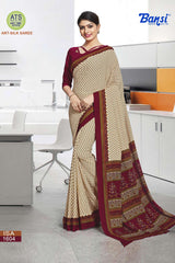 Bansi Uniform ISA Send Crepe Fancy Print Saree with Fancy Border – Office & Staff Uniform Wholesale-M.R. Saree Emporium