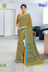 Bansi Uniform ISA Send Crepe Fancy Print Saree with Fancy Border – Office & Staff Uniform Wholesale-M.R. Saree Emporium