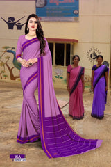 Bansi Uniform ISA Send Crepe Fancy Print Saree with Fancy Border – Office & Staff Uniform Wholesale-M.R. Saree Emporium