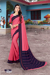 Bansi Uniform ISA Send Crepe Fancy Print Saree with Fancy Border – Office & Staff Uniform Wholesale-M.R. Saree Emporium