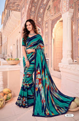 Krishnaleela Bijuriya-2 Pattern Printed Saree with Designer Border - 8 PCS Set
