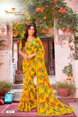 Krishnaleela Bijuriya-2 Pattern Printed Saree with Designer Border - 8 PCS Set