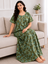 Premium Soft Cotton Printed Nighty - 4 Pcs Set