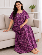 Premium Soft Cotton Printed Nighty - 4 Pcs Set
