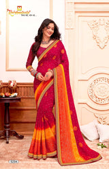 Chail Chabili Traditional Bandhani Style Printed Saree with Designer Zari Border