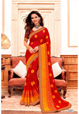 Chail Chabili Traditional Bandhani Style Printed Saree with Designer Zari Border