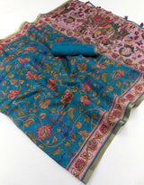 Kazari Series - Chanderi Linen Designer Print Saree