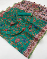 Kazari Series - Chanderi Linen Designer Print Saree