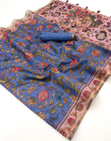 Kazari Series - Chanderi Linen Designer Print Saree