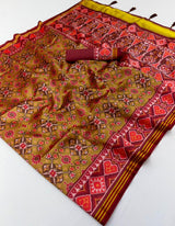 RajYog RajMata Pavitra Patola Silk Saree - Handloom Weaving Zari Border Lagadi Patta - M.R. Saree Emporium
