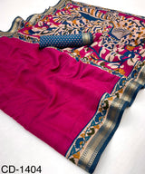RajYog Chandrama Soft Mul Cotton Saree with Kalamkari Pallu & Zari Border - 4 Pcs Set
