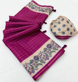 Charvi Tusser Saree with Kalamkari Pallu-6 Pcs Set.