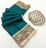 Kazari Series Charvi Tusser Saree with Zari Checks & Tassels