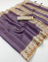 Chhavi Tusser Saree - Soft Tusser with Zari Checks & Tassels-4 Pcs Set.