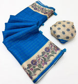 Charvi Tusser Saree with Kalamkari Pallu-6 Pcs Set.