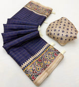 Kazari Series Charvi Tusser Saree with Zari Checks & Tassels