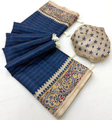 Kazari Series Charvi Tusser Saree with Zari Checks & Tassels