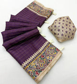 Kazari Series Charvi Tusser Saree with Zari Checks & Tassels