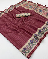 Charvi Tusser Saree with Kalamkari Pallu-6 Pcs Set.