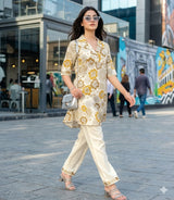 Vrunda Classic Vetican Print Kurti Pant Set 4 Pcs Wholesale