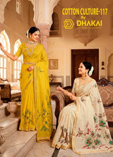 Cotton Culture-117 Premium Cotton Saree - 4 Pcs Set