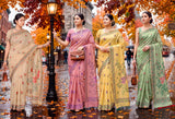 Cotton Culture-130 Premium Cotton Saree - 4 Pcs Set