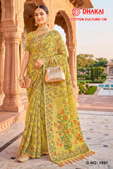 Cotton Culture-139 Printed Cotton Saree - 4 Pcs Set