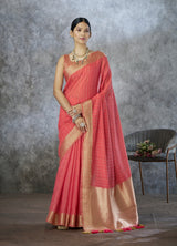 RajPath Ronak Cotton Silk Saree with Zari Woven Border - 6 PCS Set