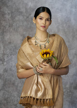 Women's Cotton Silk Saree with Zari Woven Border & Tassels